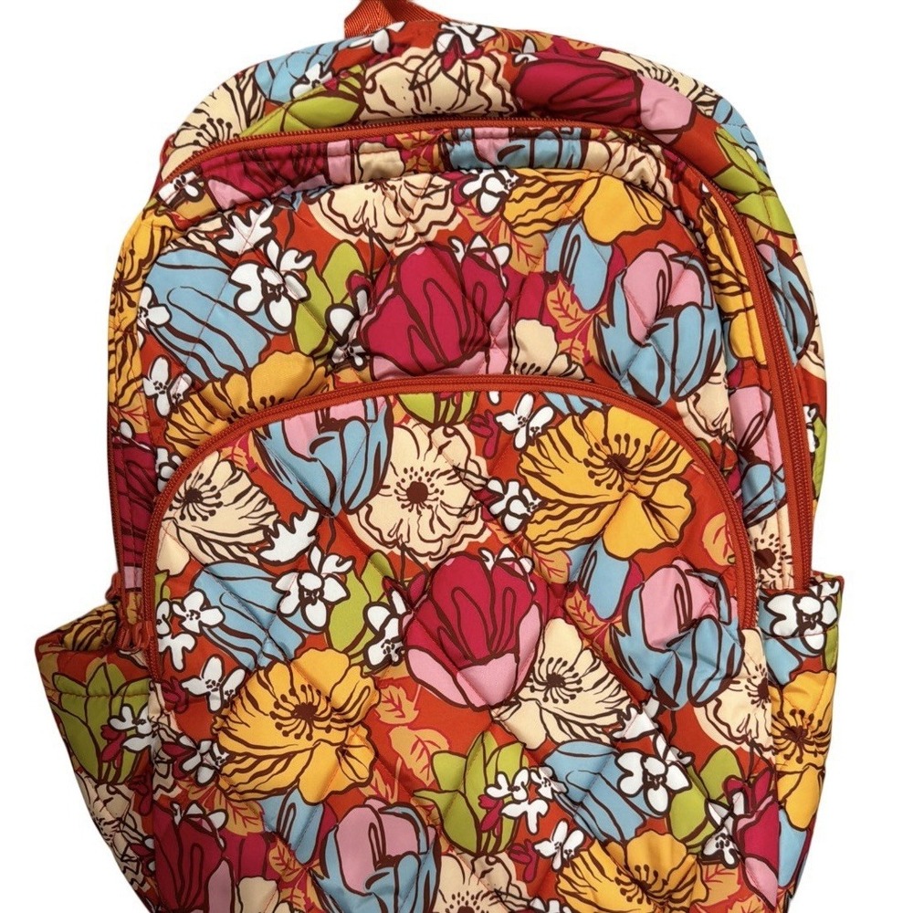 NWT Vera Bradley Essential Large Backpack Midday Garden Retro Orange Floral